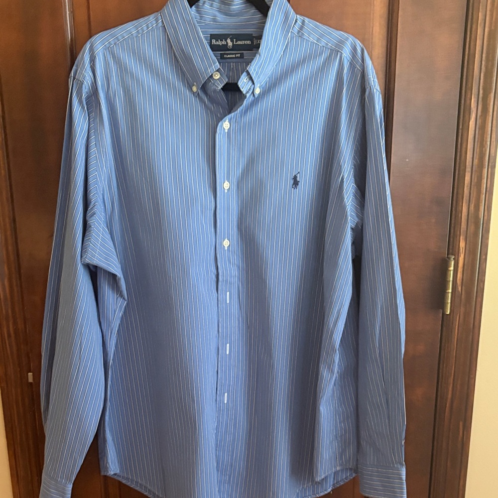 Ralph Lauren Men's Classic Blue Pinstripe Shirt